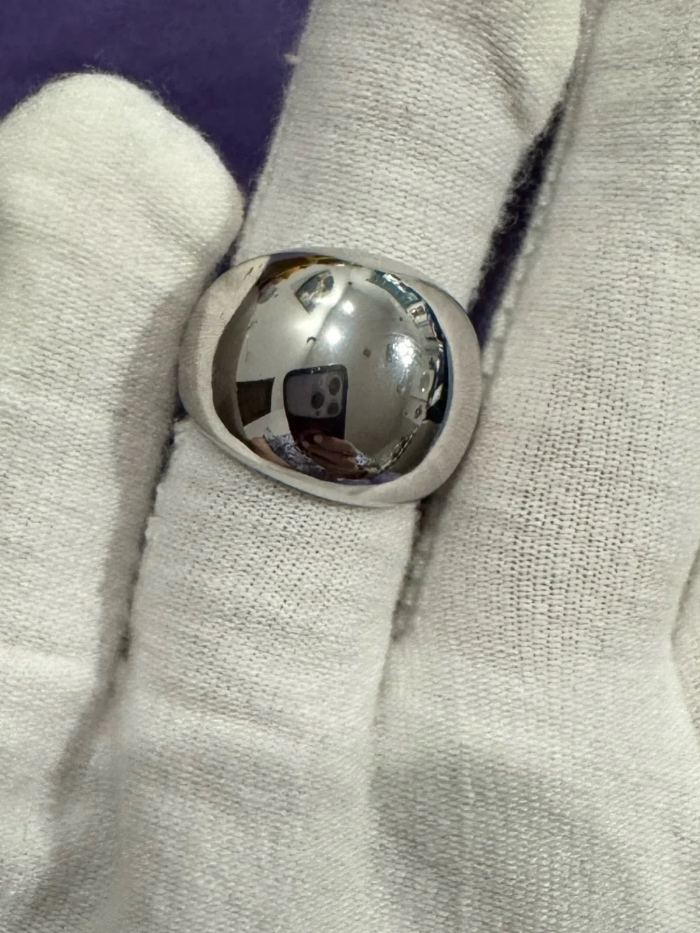 Melinda Maria Polished Silver Dome Ring - 6